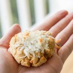 These quick gluten-free smashed coconut peanut butter cookies combine coconut flour, peanut butter, and fresh coconut flakes together for fluffy and sweet cookies in just minutes!