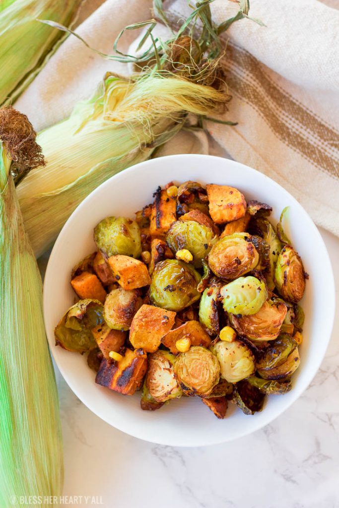 Roasted Sweet Potato Brussel Sprout Hash Healthy, Simple, Easy