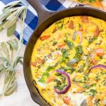 This paleo leftover turkey sweet potato frittata will have everyone waking up extra early for! Rise and shine with this savory and creamy paleo, gluten free, grain free, and dairy free breakfast that everyone will love!