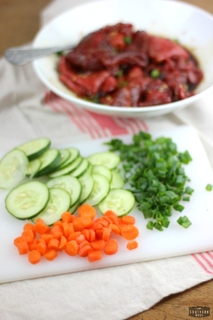 Bulgogi korean BBQ barbecue beef taco recipe with cucumber carrot salsa