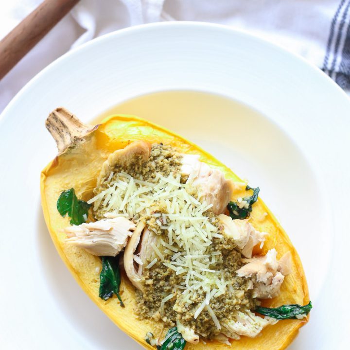 Pesto Chicken Spaghetti Squash