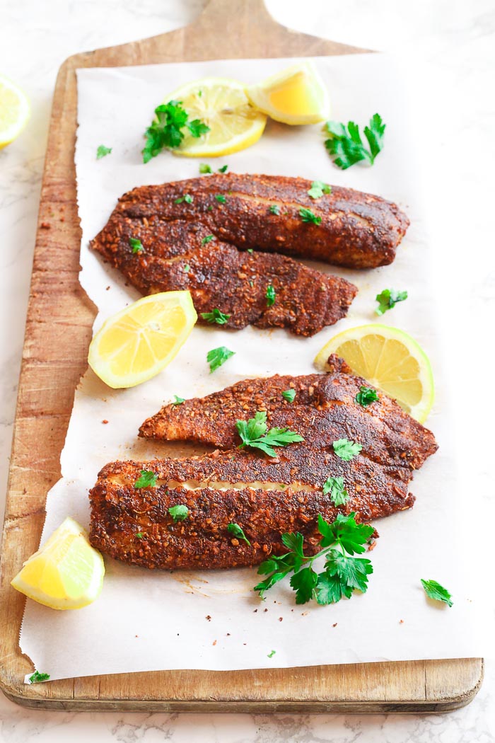 2 Ingredient Blackened Flounder (Air Fryer & Oven Options!)