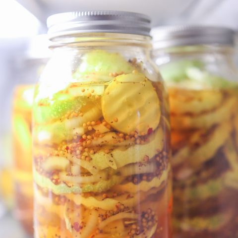 Refrigerator Sweet Pickles chilled in the fridge