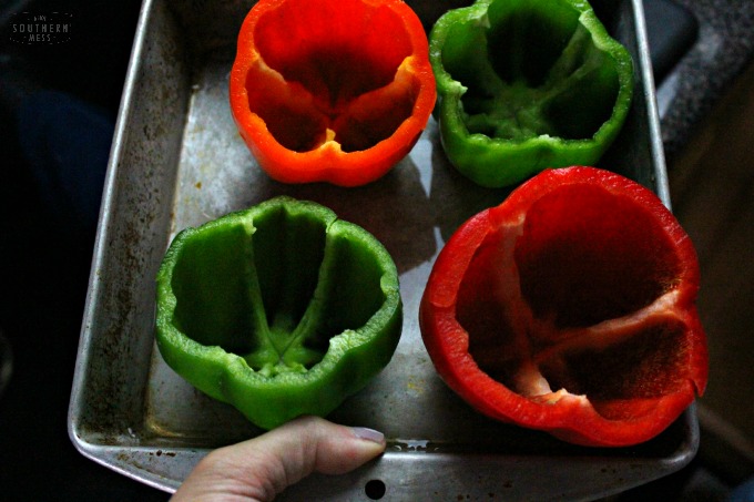 EThe best spicy stuffed bell peppers are so easy to make! They are so easy to make that my hubby even makes them! www.ahotsouthernmess.com