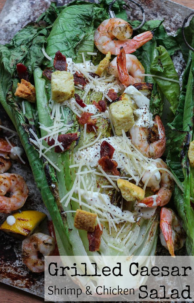 This Grilled Shrimp + Chicken Caesar Salad is so easy and tasty for a healthy summer meal! This recipe can be found at www.ahotsouthernmess.com