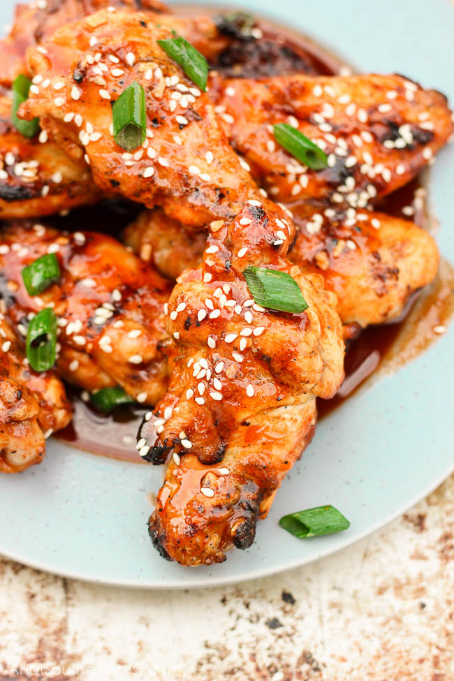 These wings are grilled, which makes them much healthier than restaurant and bar choices! They are incredibly easy to make and taste much fresher and tastier than anything you can buy! Perfect for tailgating and weekend parties! www.ahotsouthernmess.com 