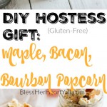 This bourbon, bacon, maple popcorn hits all the right spots, with it's freshly popped popcorn, sprinkled with thick-cut applewood bacon, and then drizzled with butter, salt, maple syrup, and of course bourbon! It's a quick, easy, and inexpensive DIY gift for friends, co-workers, and host/hostess's this holiday season!