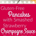 These gluten-free pancakes with smashed strawberry sauce recipe is one for the books! The pancakes are light and fluffy (and yes, I promise are gluten-free!) with a touch of coconut's sweetness. The smashed strawberry champagne sauce is a fun topper, with strawberries, lemon juice, and champagne caught up together in a thick, warm syrupy sauce to smother your pancakes in! Breakfast is now the best meal of the day! | BlessHerHeartYall.com |