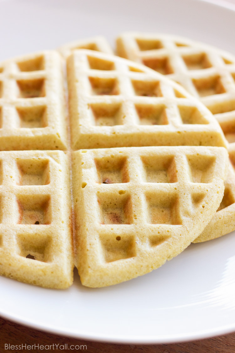 Yum! These gluten-free brown sugar waffles are fluffy, soft, with a hint of brown sugar. A gluten-free 5-minute breakfast never tasted so good!