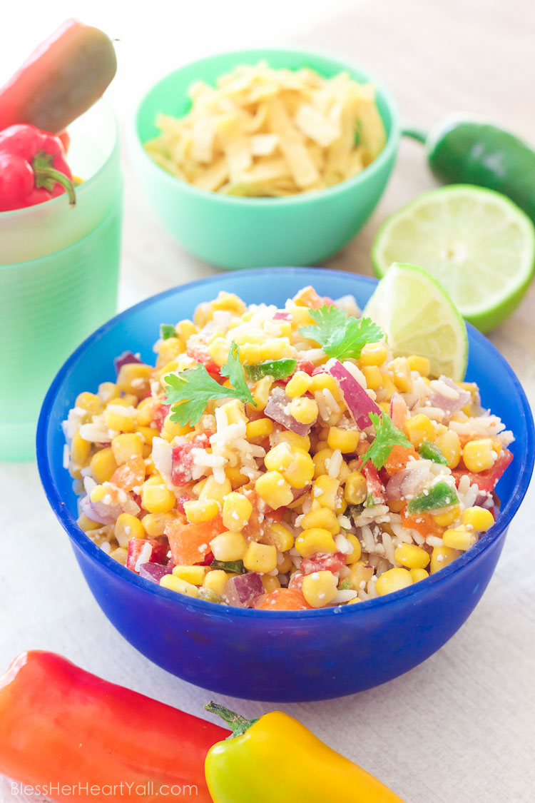 This easy mexican chopped corn salad combines fresh chopped summer veggies with a garlicky coconut lime vinaigrette and is a quick and refreshing dish for any warm-weathered gathering!