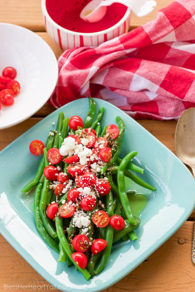 5 Minute Greek Green Beans - Bless Her Heart Y'all