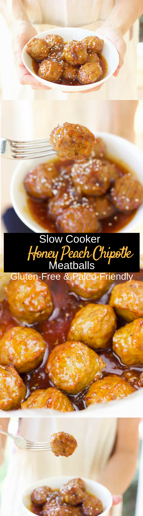 slow cooker honey peach chipotle meatballs gluten free paleo