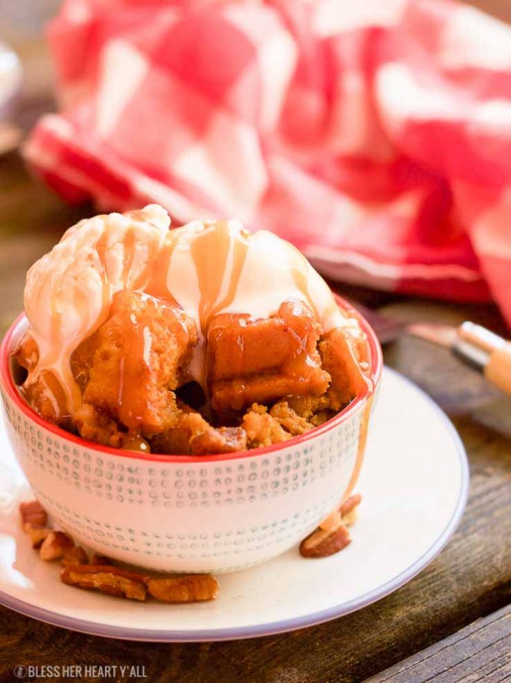 Gluten Free Slow Cooker Pumpkin Pecan Bread Pudding | Bless Her Heart Y'all