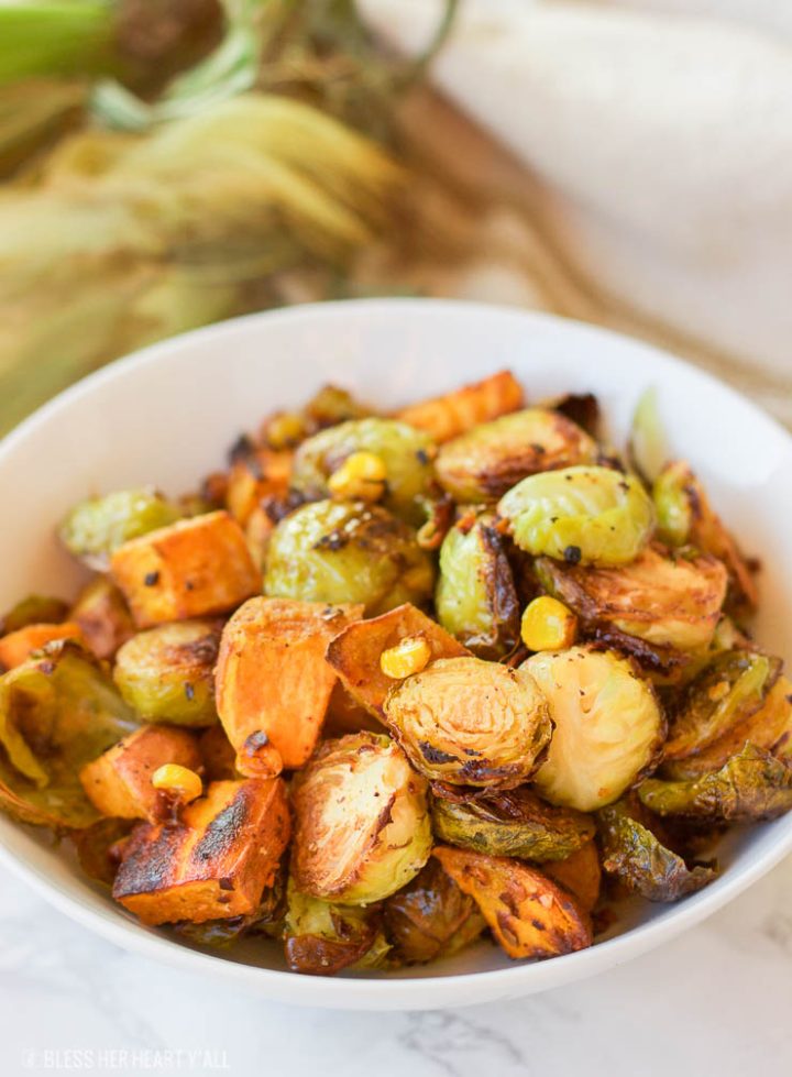 Roasted Sweet Potato Brussel Sprout Hash Healthy, Simple, Easy
