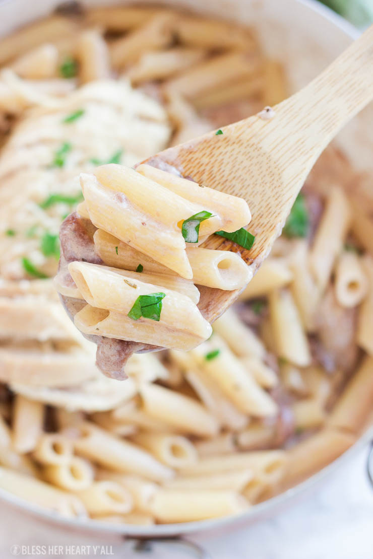 This skinny homemade Maggiano's Gluten-Free Rigatoni D recipe is a creamy healthy version of Maggiano's Little Italy's famous dish. A creamy coconut milk sauce infused with red wine, garlic, and mushrooms is drizzled over al dente noodles and sliced chicken breasts.