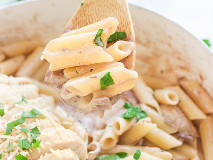 This skinny homemade Maggiano's Gluten-Free Rigatoni D recipe is a creamy healthy version of Maggiano's Little Italy's famous dish. A creamy coconut milk sauce infused with red wine, garlic, and mushrooms is drizzled over al dente noodles and sliced chicken breasts.