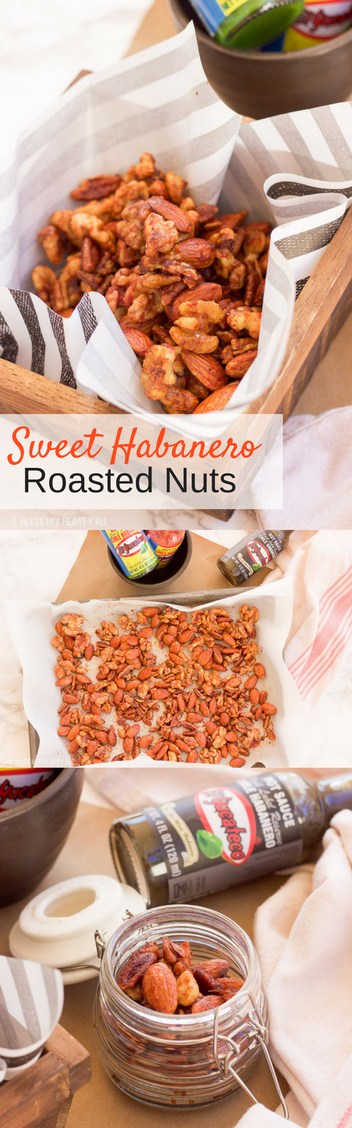 This sweet habanero roasted nut recipe combines sweet coconut sugar with garlic and habanero sauce before perfectly roasting your favorite nuts. The sweet and spicy finger food snack is perfect for tailgating and holiday parties.