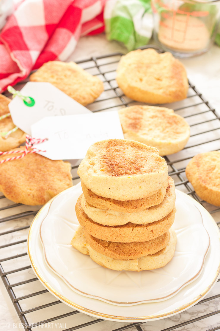 These Georgia peach snickerdoodle cookies are gluten-free and so simple! Sweet potato is hidden inside as a healthier alternative, and peach preserves serve up warm bites of chewy peach in every bite. Crunchy on the outside, perfect on the inside.