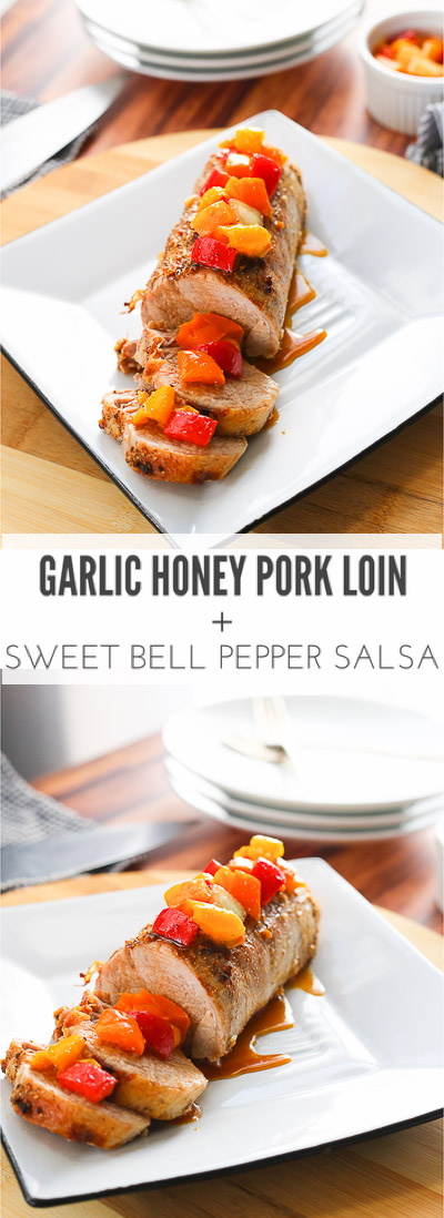 Garlic Honey Pork Loin + Sweet Bell Pepper Salsa: gluten free, dairy free, low carb, and paleo!