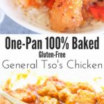 one-pan baked gluten-free General Tso’s chicken recipe baking in oven