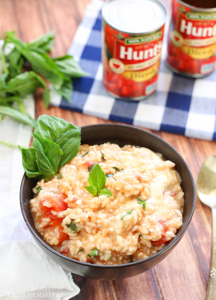 simple caprese risotto (gluten free, vegetarian, and heart healthy!)