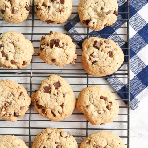 gluten-free chocolate chip cookies on cooling rack