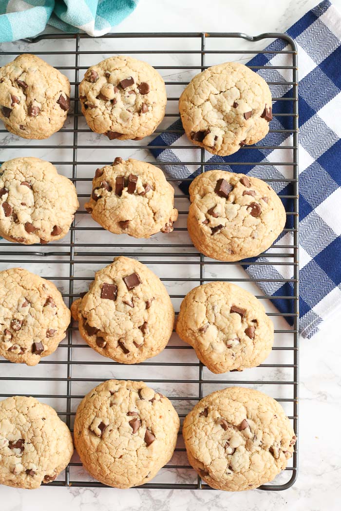 gluten-free chocolate chip cookies on cooling rack