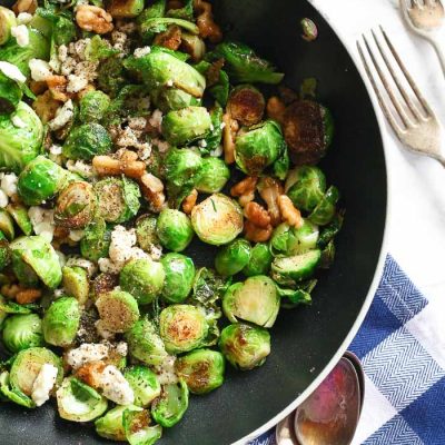 Pan-Fried Blue Cheese Brussel Sprouts