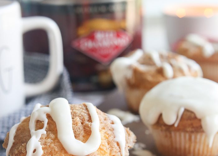 coffee cake muffins gluten-free with icing drizzle